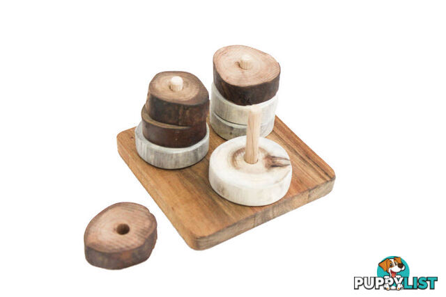 Montessori Natural Discs on 3 Vertical Dowels - ETQ0118