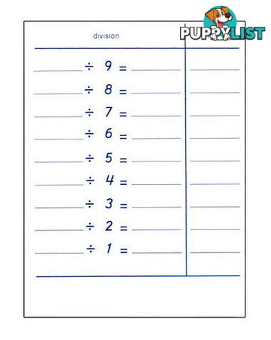 Division Tables for Working Charts - MA032-2