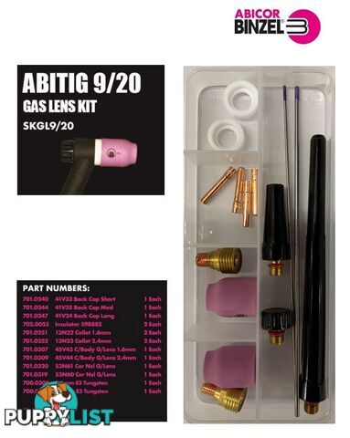 TIG Torch Gas Lens Starter Kit For 9/20 Series Torches Binzel SKGL920