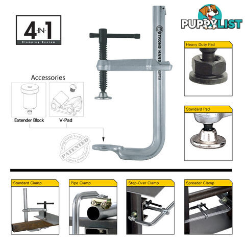 Utility Clamp 521mm Capacity 140mm Throat Depth Heavy Duty Pads UM205M-C3