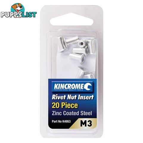 Rivet Nut Insert M3 (Zinc Coated Steel) - 20 Pack Kincrome K4953