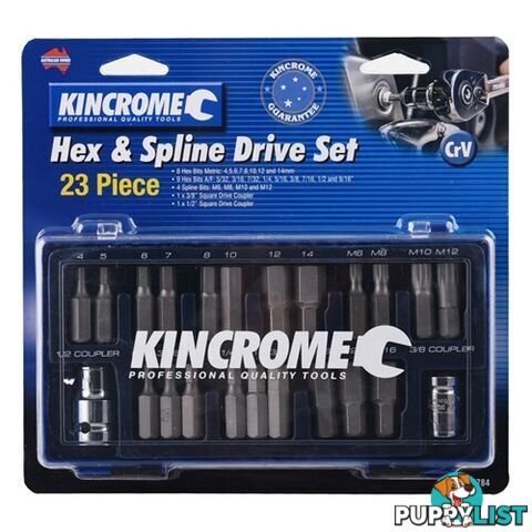 Hex & Spline Drive Set 23 Piece 1/2" Drive Kincrome 13784