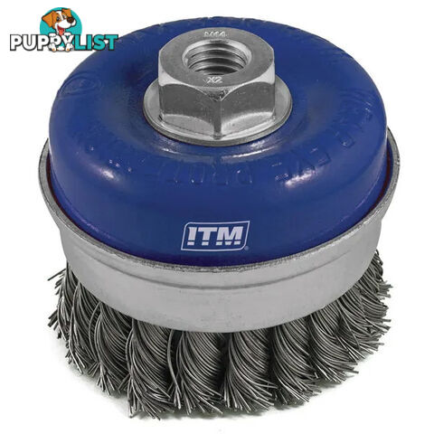 Twist Knot Cup Brush Steel 100mm With Band ITM TM7001-100