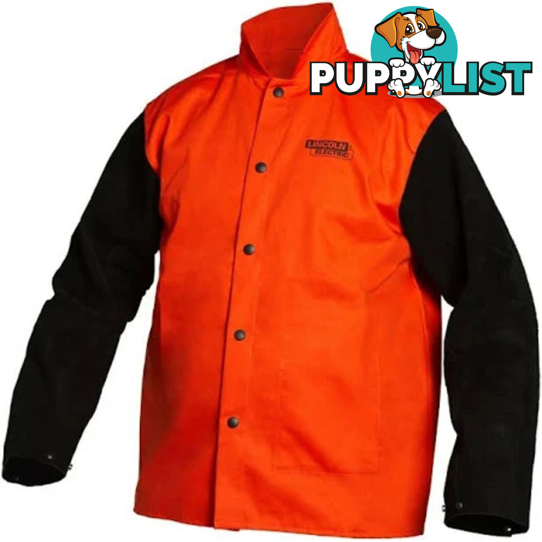 Welding Jacket Fire Resistant Bright Safety Orange with Leather Sleeves Large K4690-L