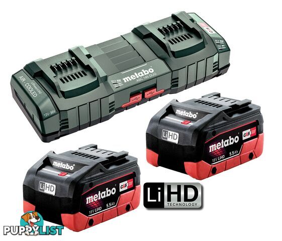 5.5 Ah x 2 LiHD Battery and ASC 145 DUO Fast Charger Kit Metabo AU62749805