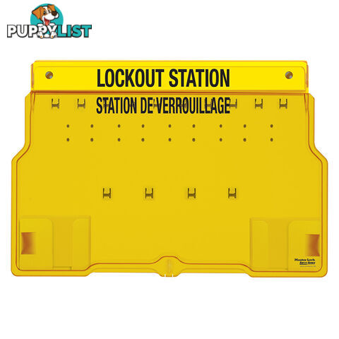 10-Lock Covered Station with Trilingual Labels Unfilled Masterlock 1483B