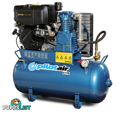 Reciprocating Air Compressor KOHLER diesel/KD225 (Electric Start) /100 L Rec./308 L/min FAD Pilot K17D