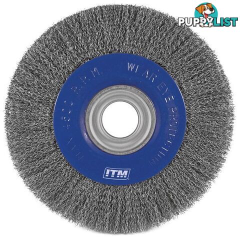 Crimp Wire Wheel Brush Stainless Steel 200mm X 20mm Multi Bore ITM TM7012-220