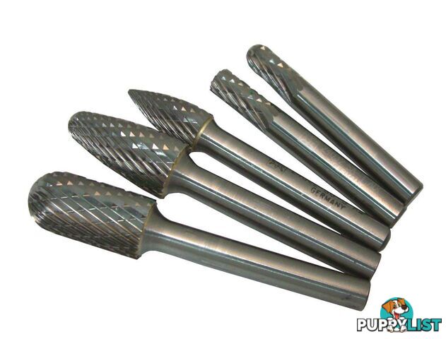 5 Piece Tungsten Carbide 1/4"Burr Set Pferd 26005693