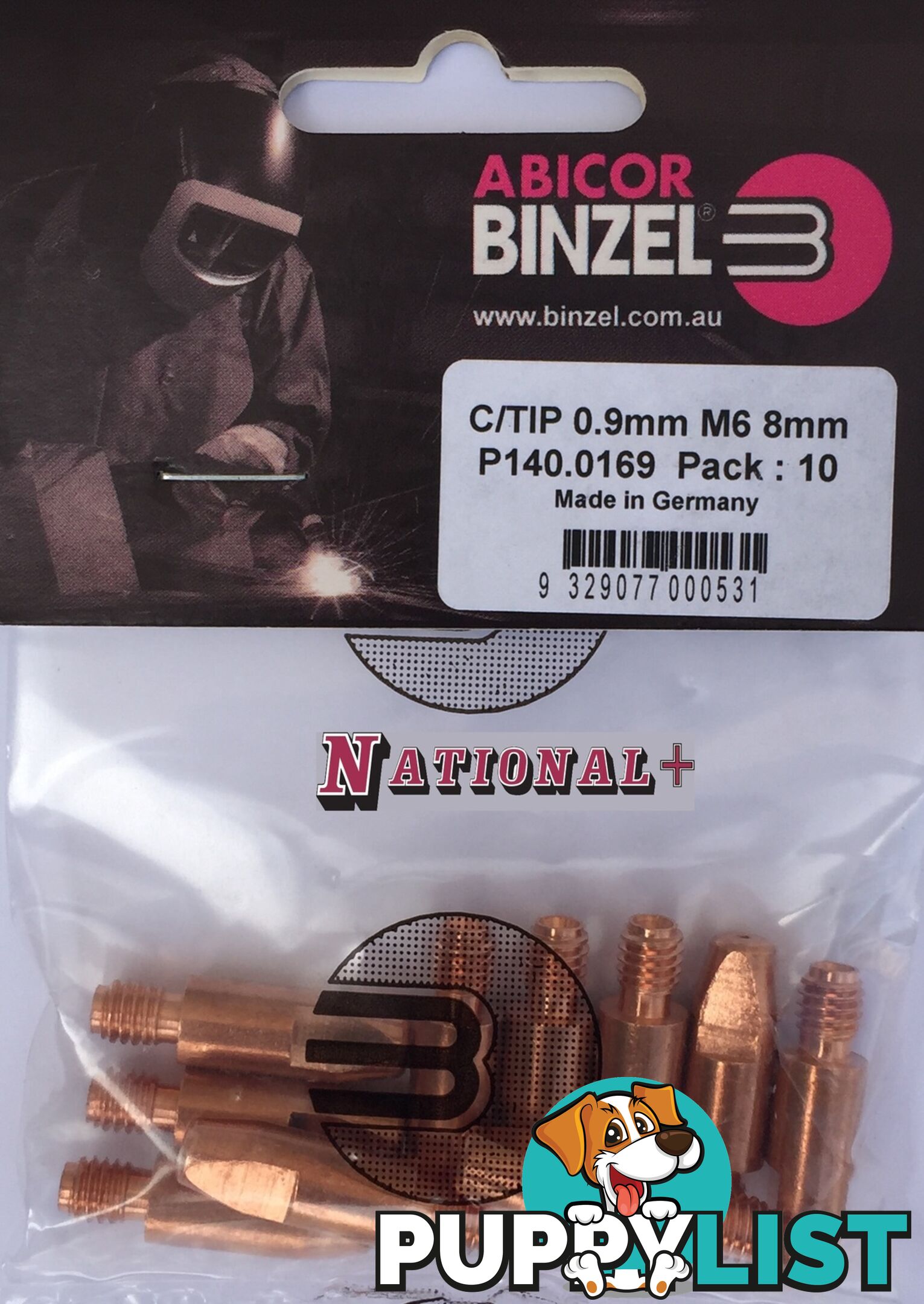 1.0mm Steel M6 8mm 28mm Binzel contact tip Pk:10 P140.0242