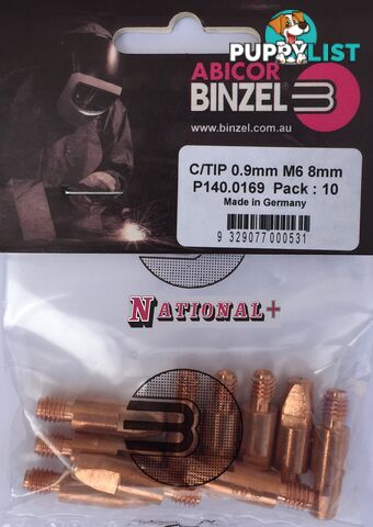 1.0mm Steel M6 8mm 28mm Binzel contact tip Pk:10 P140.0242