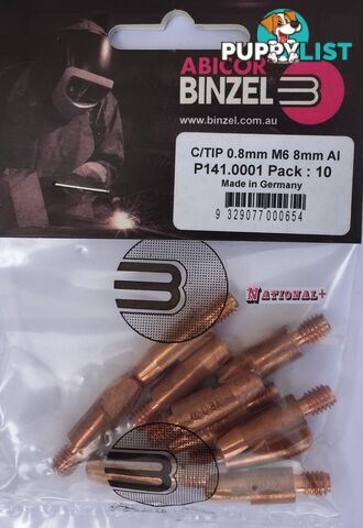 1.0mm Steel M6 8mm 28mm Binzel contact tip Pk:10 P140.0242