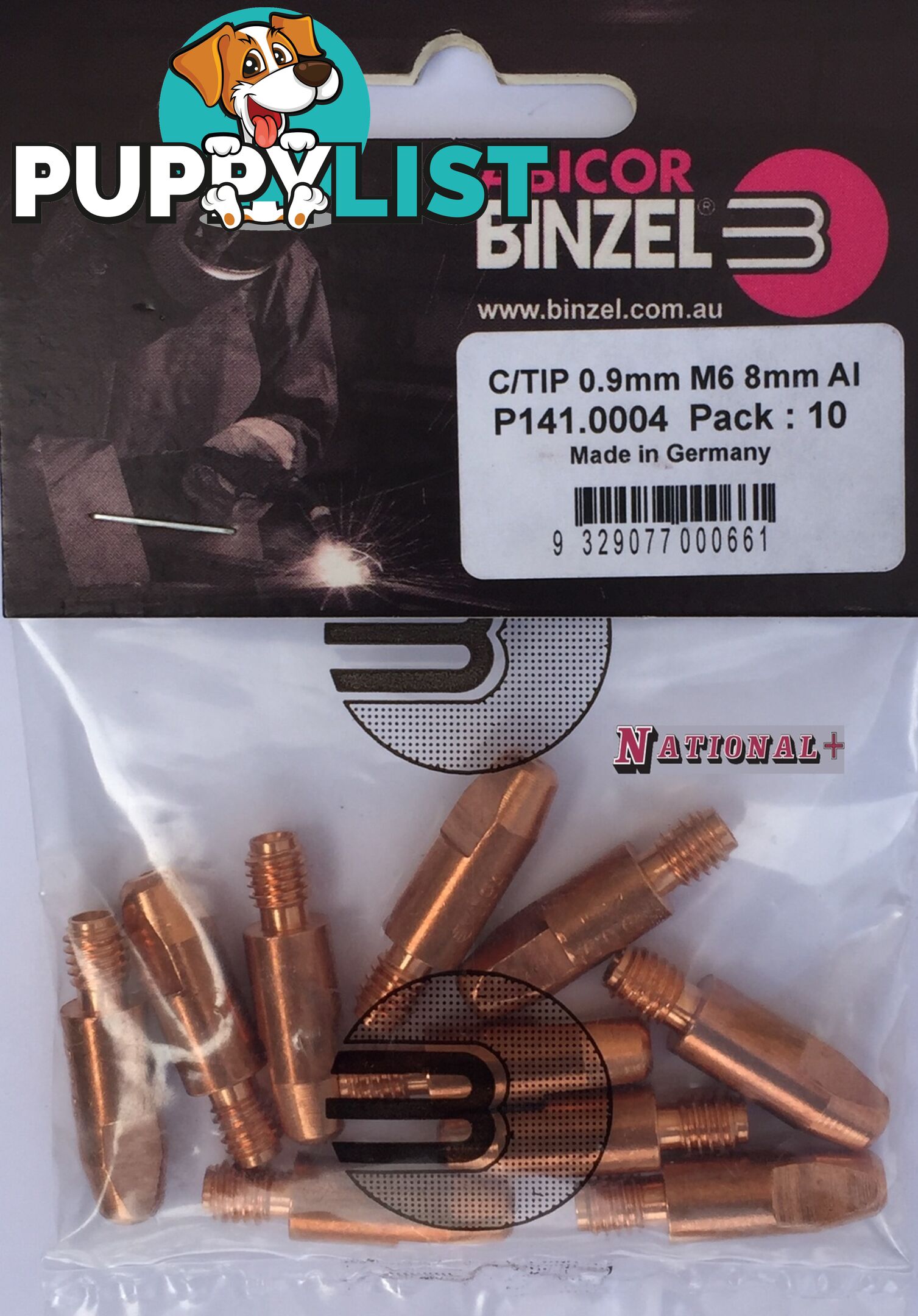 1.0mm Steel M6 8mm 28mm Binzel contact tip Pk:10 P140.0242