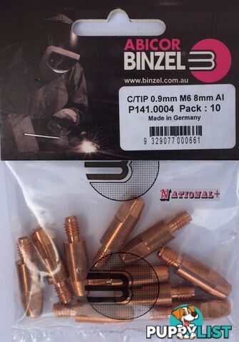 1.0mm Steel M6 8mm 28mm Binzel contact tip Pk:10 P140.0242