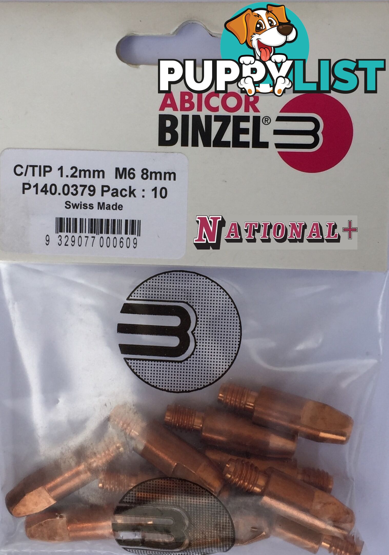 1.0mm Steel M6 8mm 28mm Binzel contact tip Pk:10 P140.0242