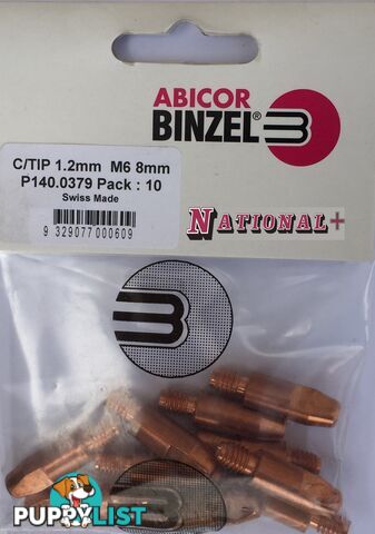 1.0mm Steel M6 8mm 28mm Binzel contact tip Pk:10 P140.0242