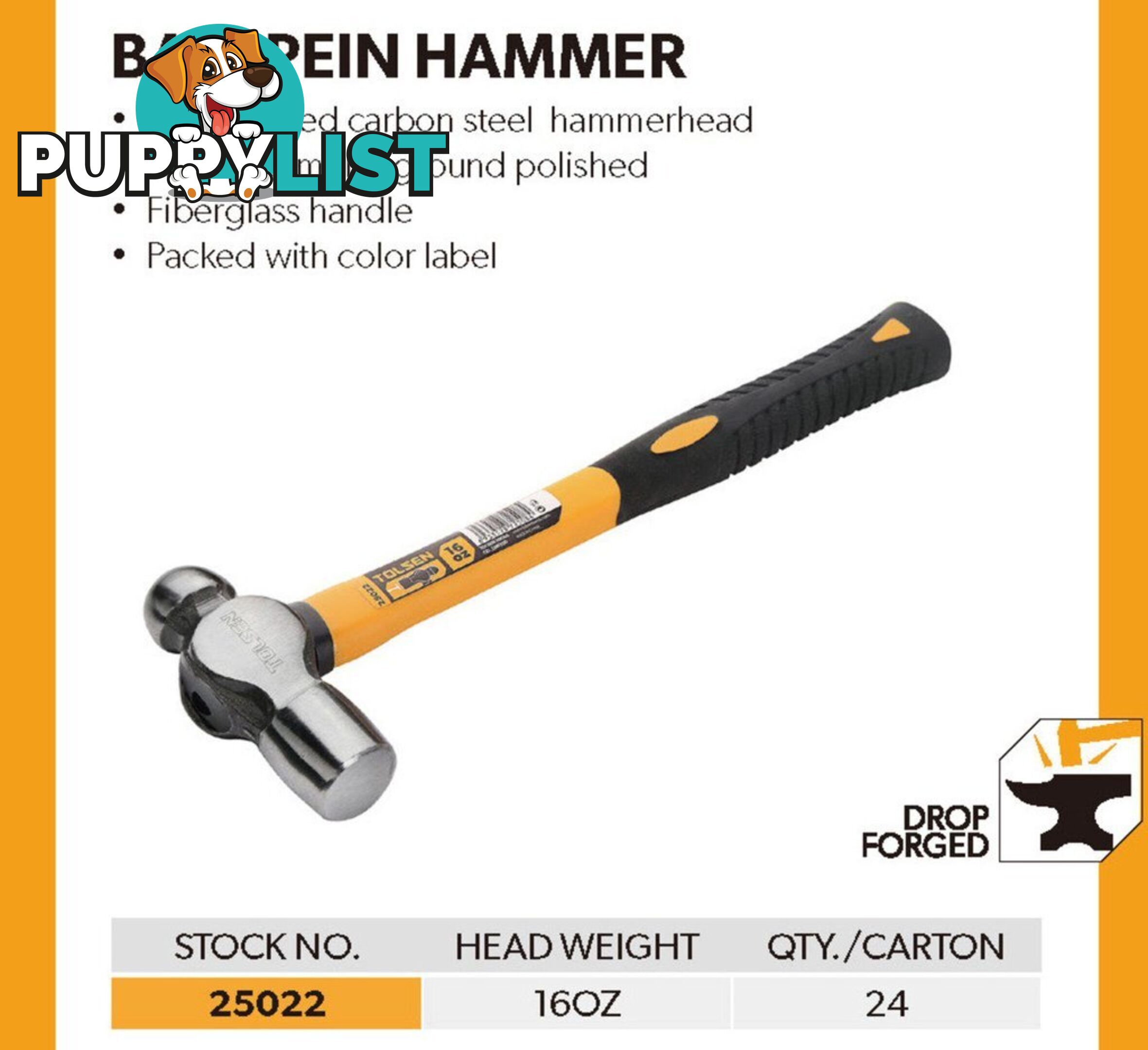 Ball Pein Hammer 160Z Tolsen 25022