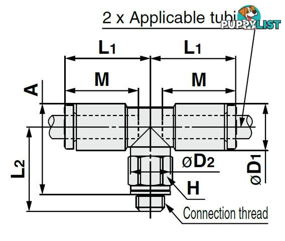 4mm TEES KQ2T04-M6N1 4 x M6