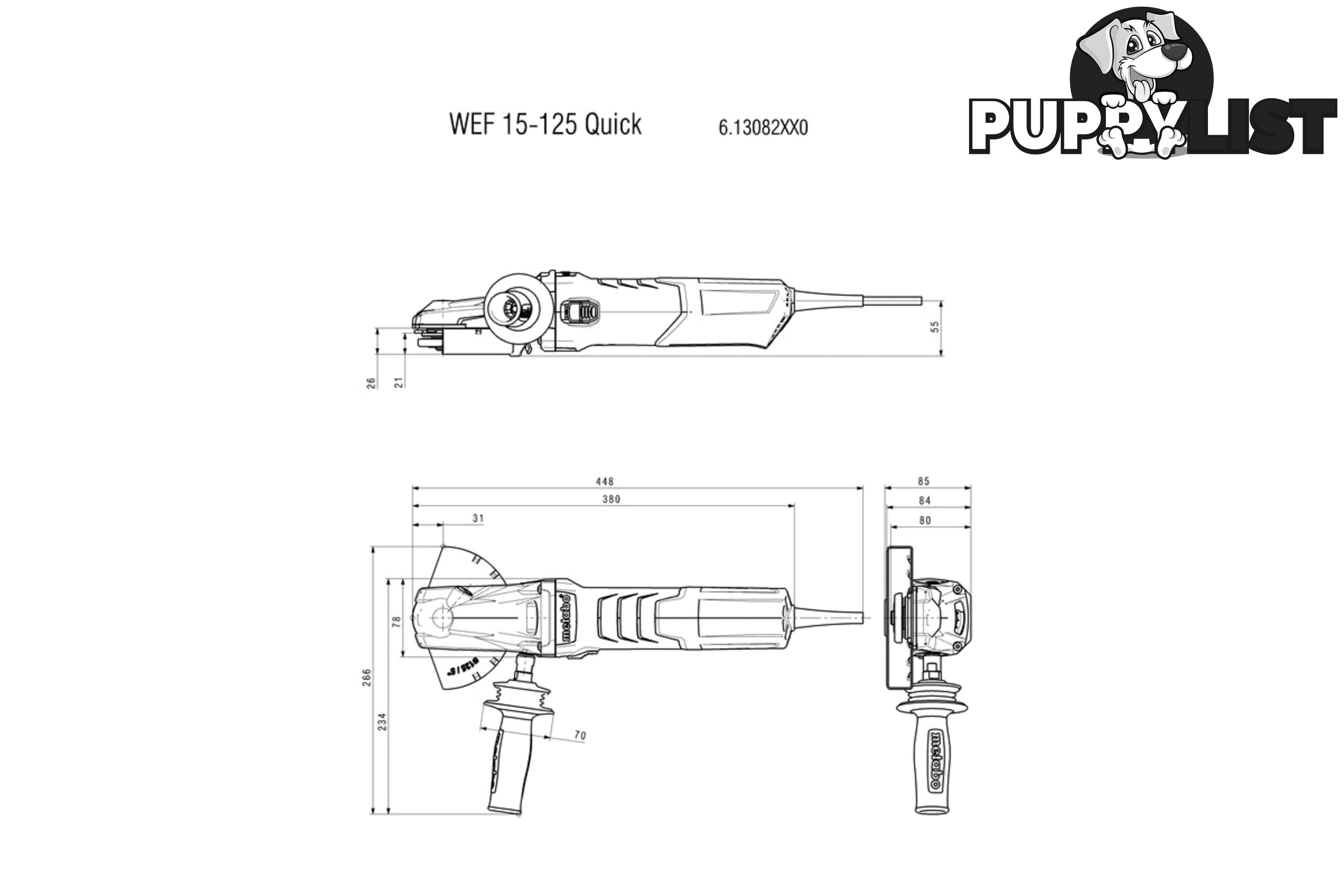 Flat-Head Angle Grinder 125mm (5") 1550W WEF 15-125 QUICK (613082000)