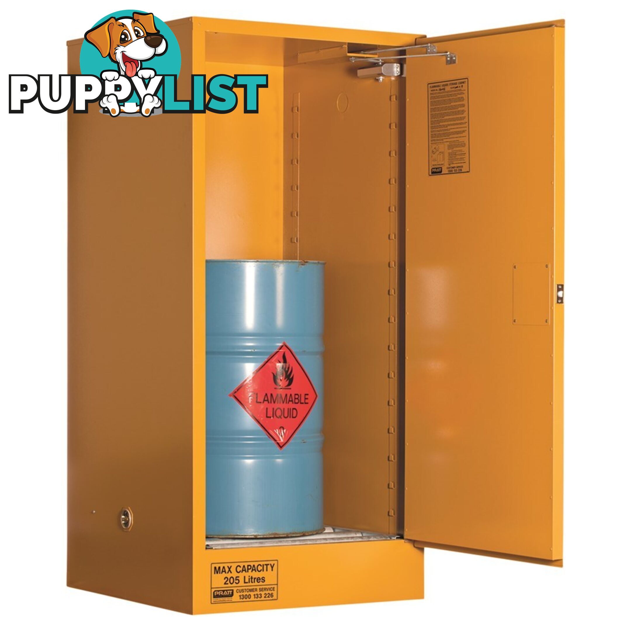 Flammable Storage Cabinet 205L 1 Door Roller Set Shelf 5555VS