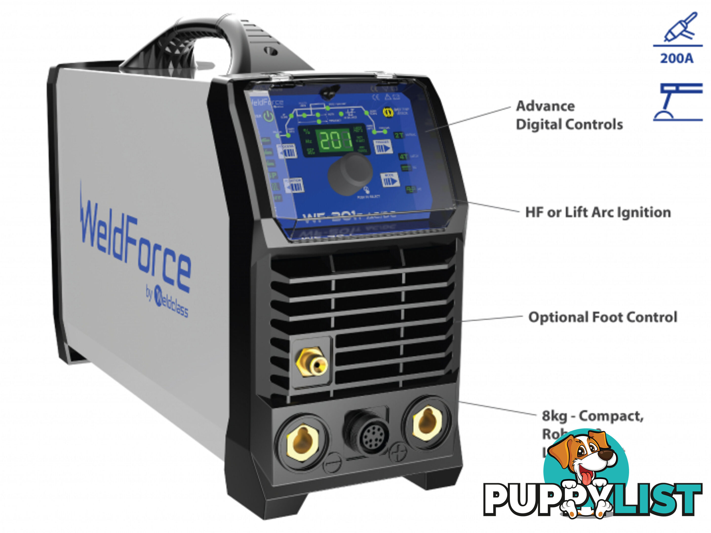 Weldclass WF-201T 200A WeldForce AC/DC Pulse TIG Welder WF-06172