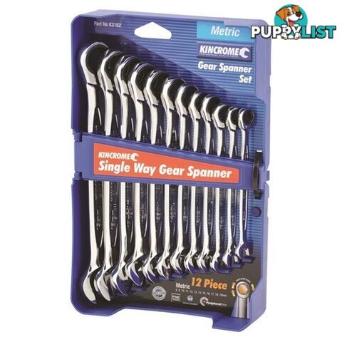 Combination Gear Spanner Set 12 Piece Metric Single Way Kincrome K3102