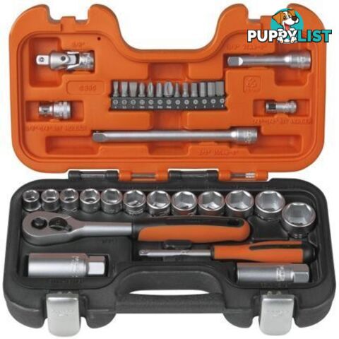 Bahco Socket Set 34pc, 3/8" Drive