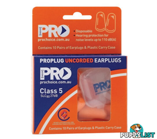 PRO ProPlug Disposable Uncorded Earplugs 10 Pack