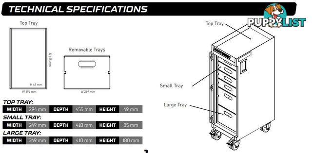 TRADE CENTRE Mobile Parts Trolley 6 Tray (Trolley Only) Kincrome K7368