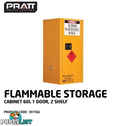 Flammable Storage Cabinet 60 Litres 1 Door 2 Shelf 5517AS