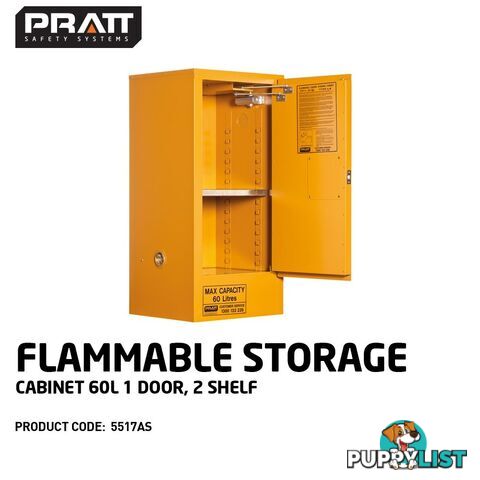 Flammable Storage Cabinet 60 Litres 1 Door 2 Shelf 5517AS