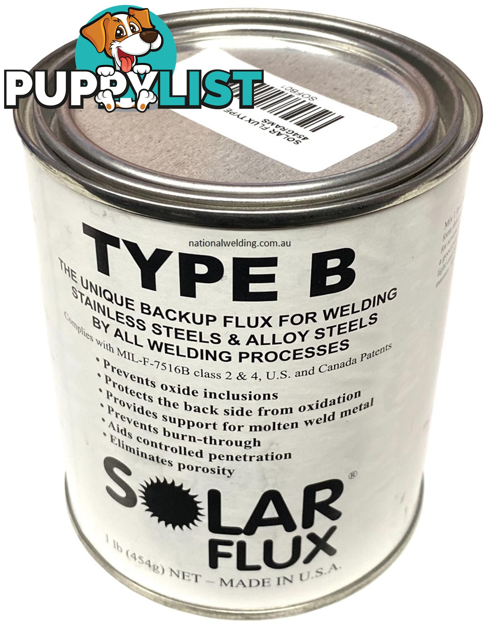 Solar Flux Type B 450 Grams For Stainless and Alloy Steels S0FB01