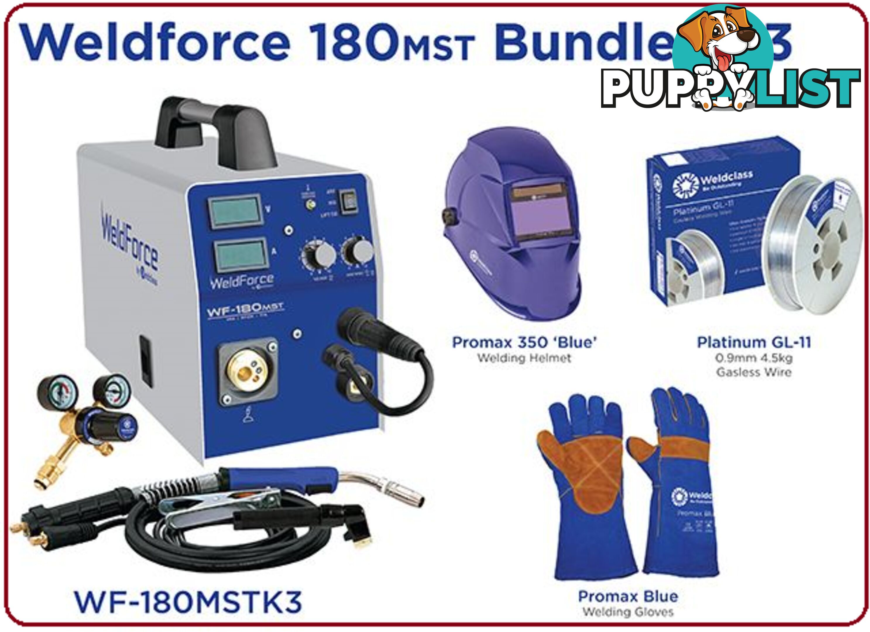 Weldforce 180MST 180A WeldForce MIG Stick & TIG Welder Bundle Weldclass WF-180MSTK3