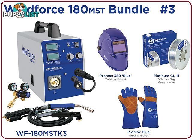 Weldforce 180MST 180A WeldForce MIG Stick & TIG Welder Bundle Weldclass WF-180MSTK3