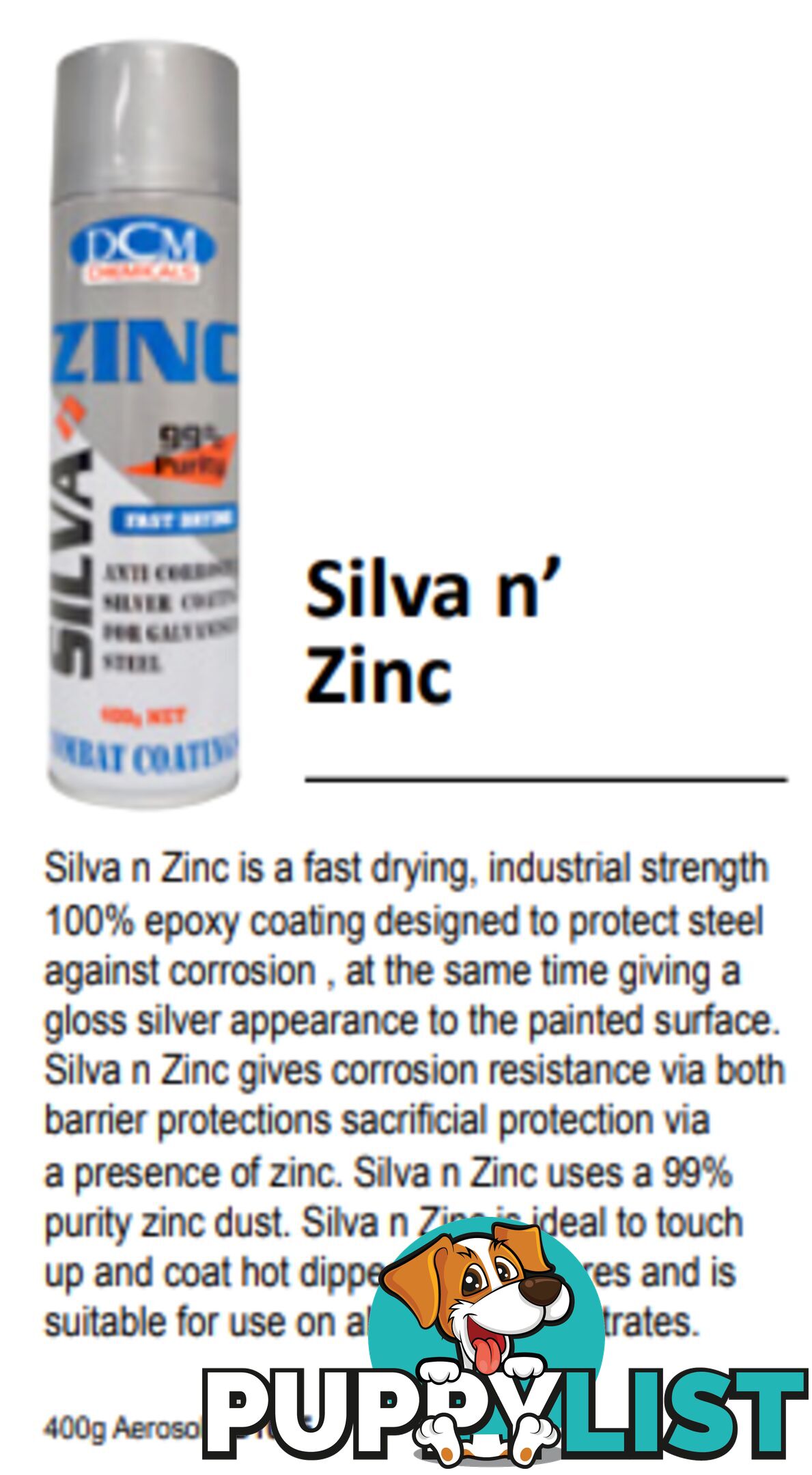 Silva n Zinc 400g Fast Drying Molytec D1005