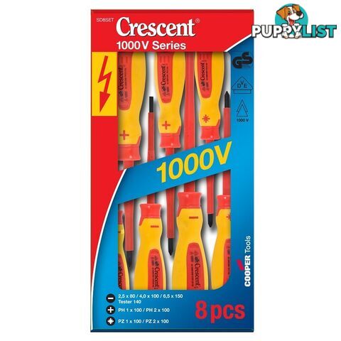 Crescent 8 Piece Insulated 1000v Screwdriver Set