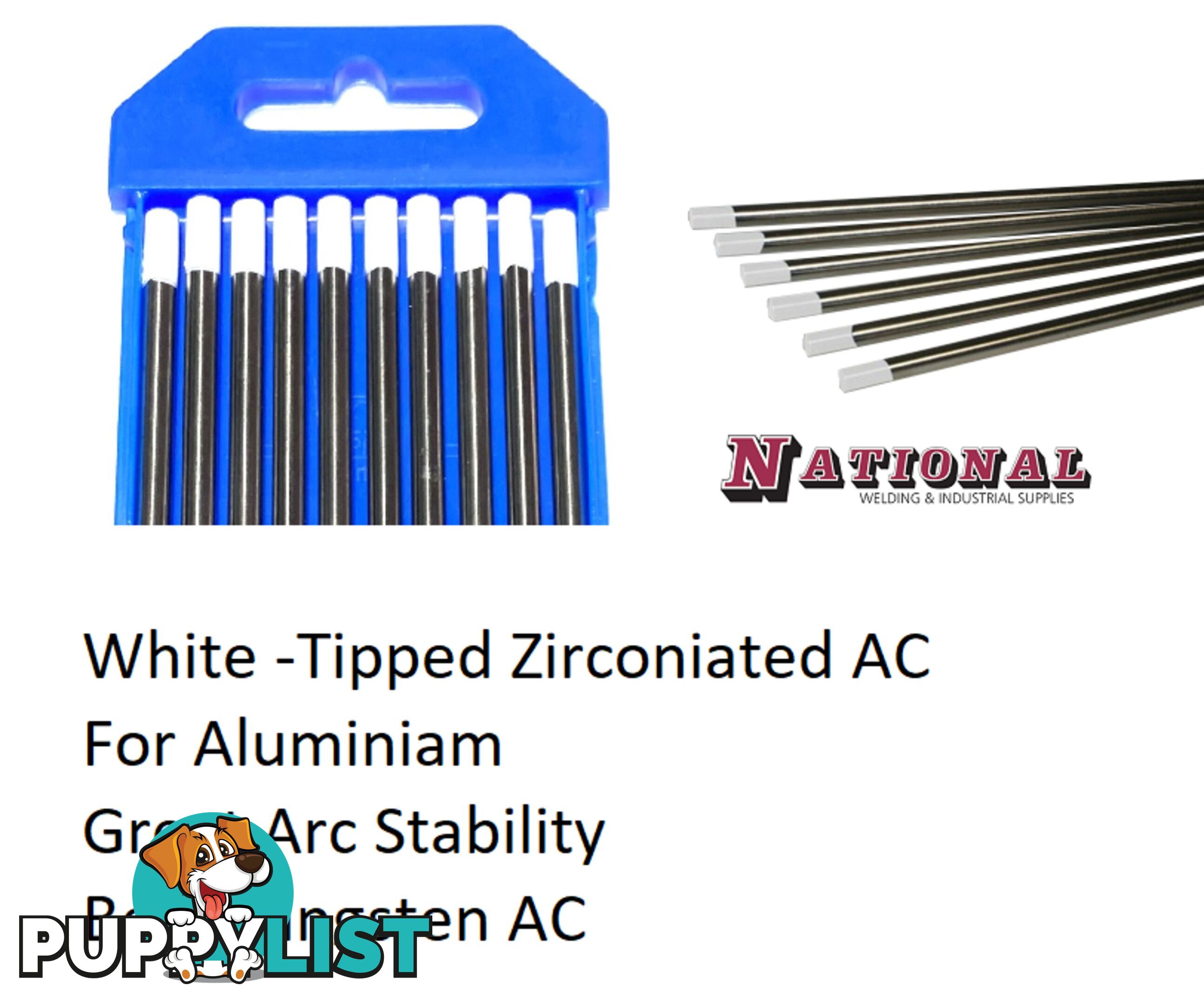 2.4mm 0.8% Zirconiated Tig Tungsten Electrode Pack of 10