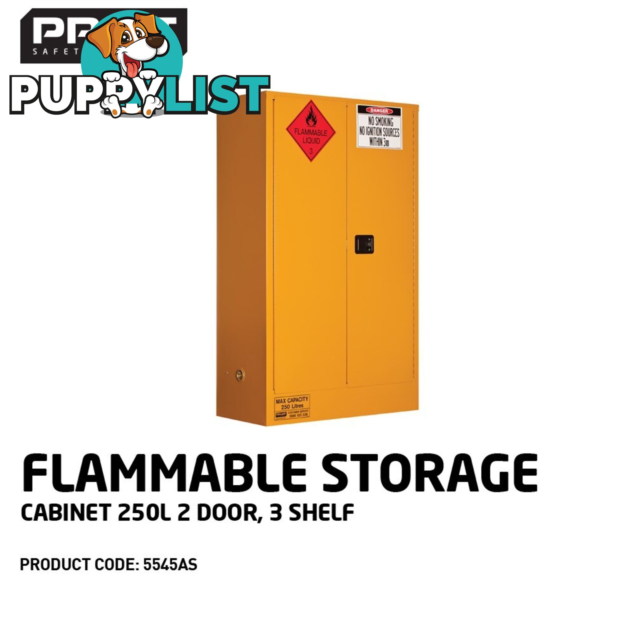 Flammable Storage Cabinet 250L 2 Door 3 Shelf 5545AS