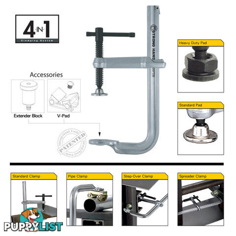 Utility Clamp 216mm Capacity 120mm Throat Depth Standard Pads UG85M-C3