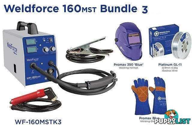 Weldforce 160MST WeldForce MIG Stick & TIG Welder Bundle Weldclass WF-160MSTK3