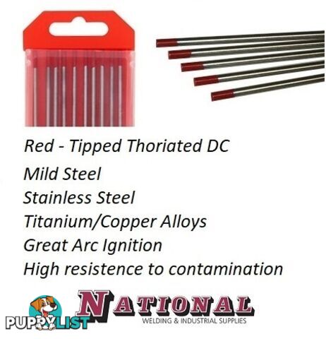 2.4mm 2% Thoriated Tig Tungsten Electrodes Pack of 10 T24TH