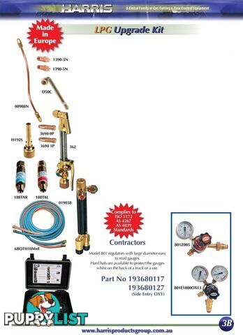 Contractors Oxy/LPG Kit With Model 801 Regulator Harris