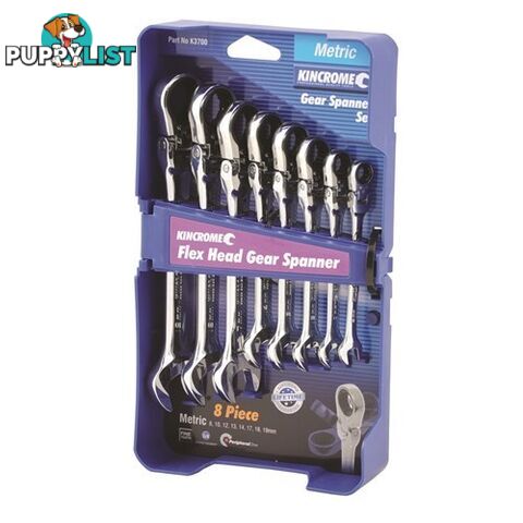 Combination Flex Head Gear Spanner Set 8 Piece Metric K3700