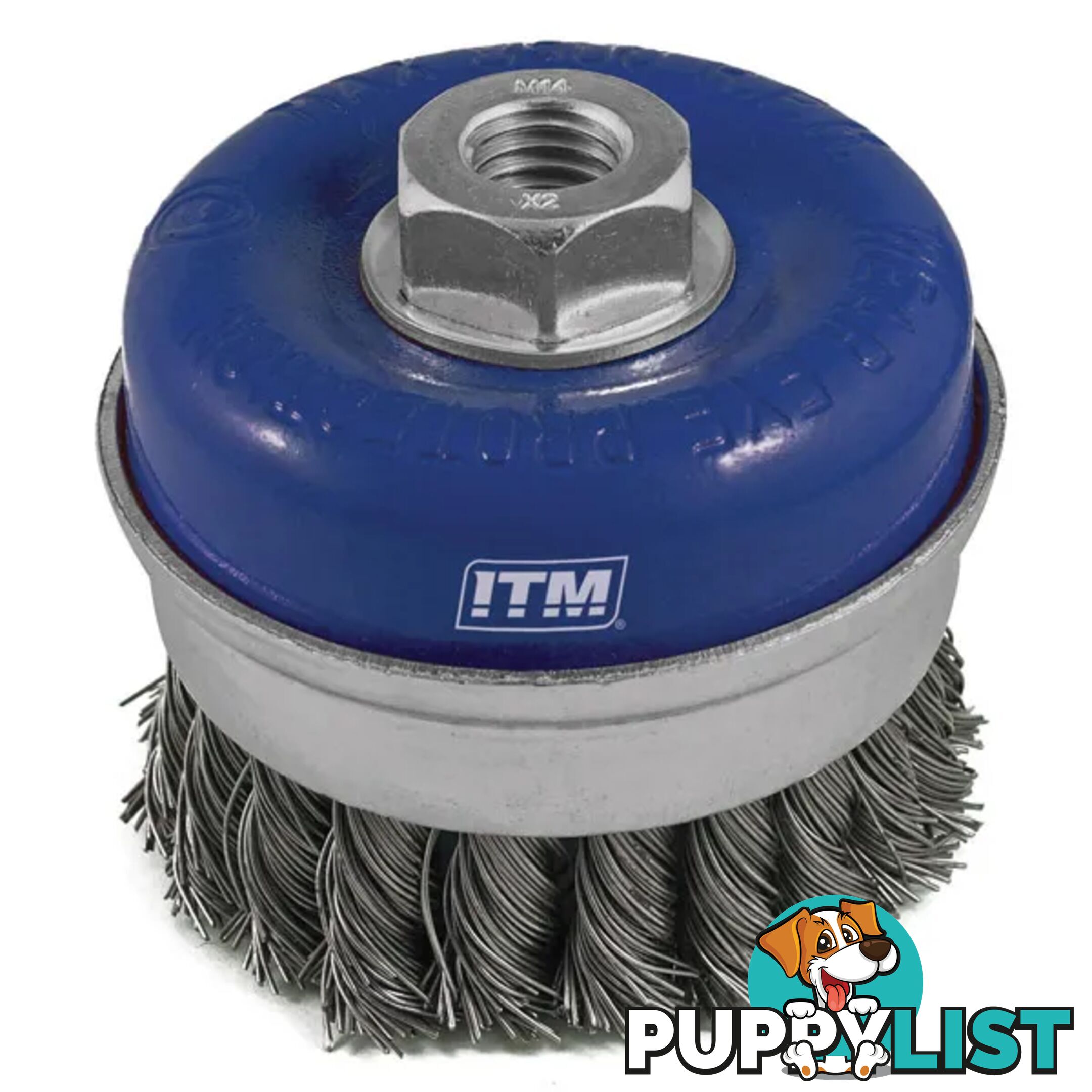 Twist Knot Cup Brush Steel 125mm With Band M14 x 2mm Thread ITM TM7001-125