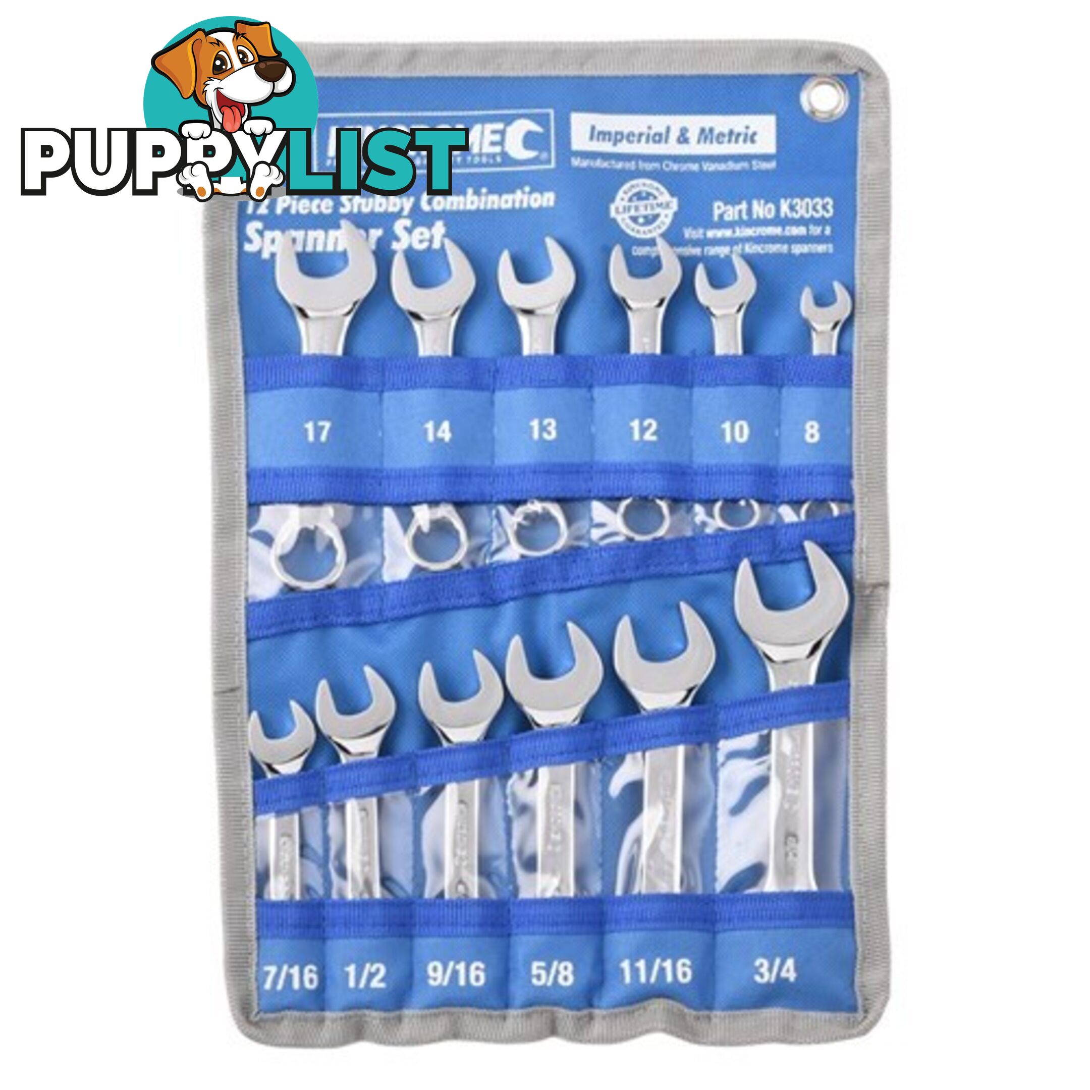 Stubby Combination Spanner Set 12 Piece Kincrome K3033