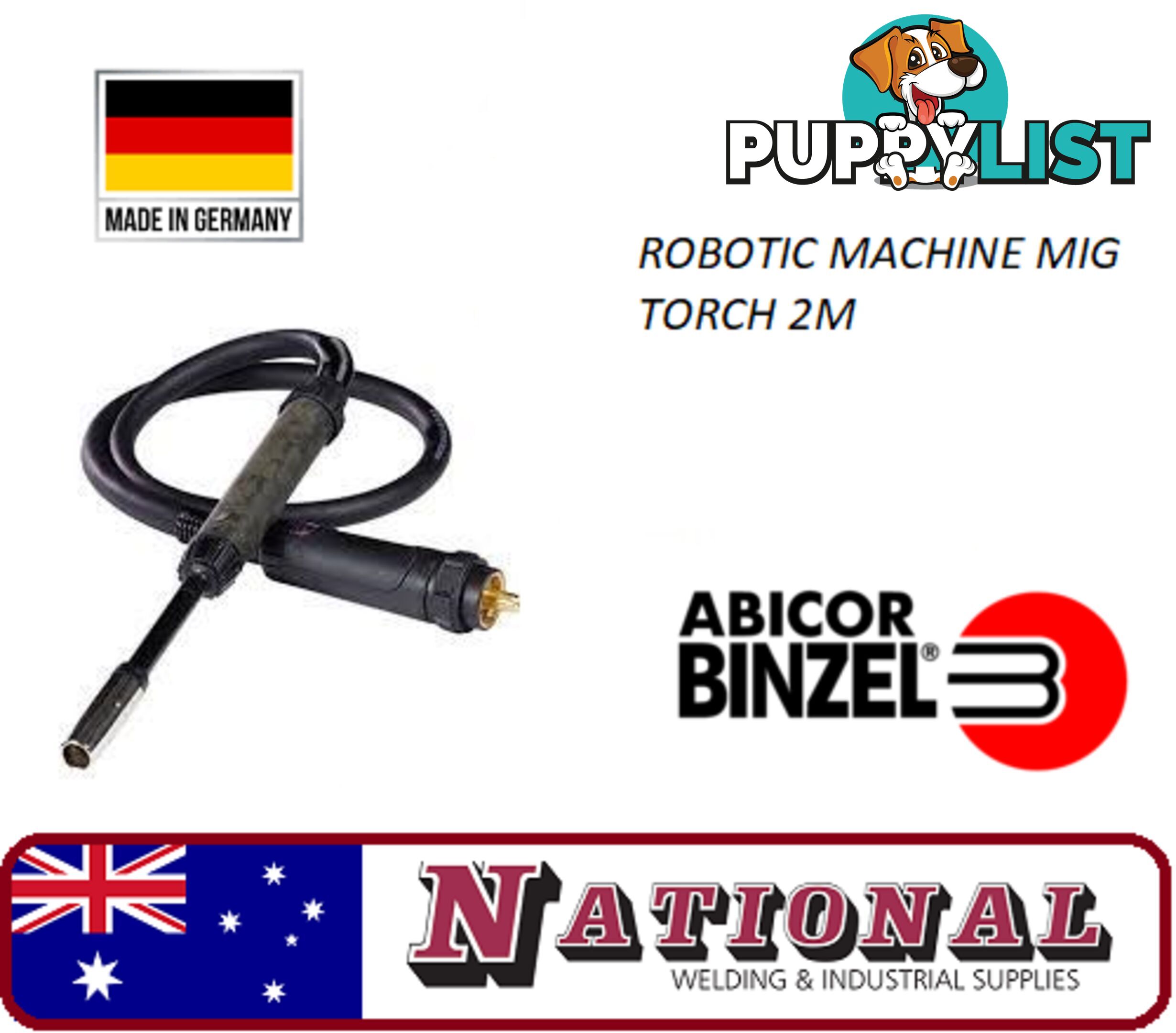 Robotic Mig Torch 2 Metres With Straight Neck Abimig MTG 455 T KZ-2 Binzel 916.D004.1