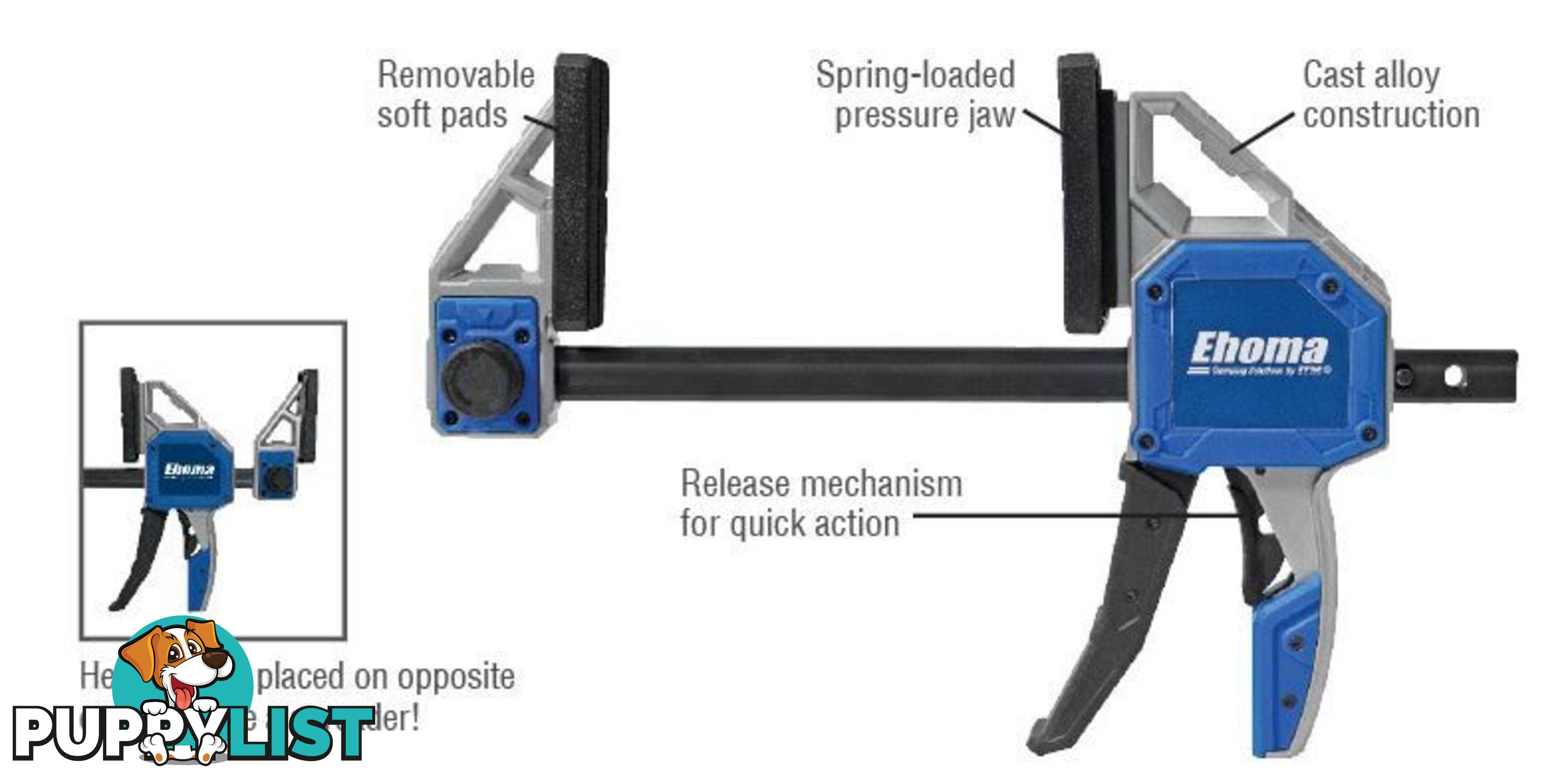 One Hand Cast Alloy Bar Clamp And Spreader 457 X 95mm 350 Kg Clamping Force ITM EC-TC18