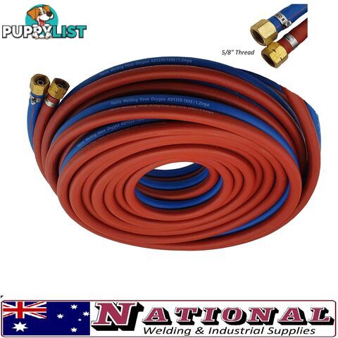 Harris Oxy / Acetylene 15 Metres 8mm Twin Hose With Fittings 8RBTH15MF