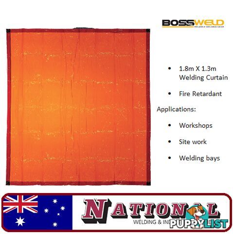 Welding Curtain / Screen 1.8 Metres X 1.3 Metres Orange Bossweld 700107