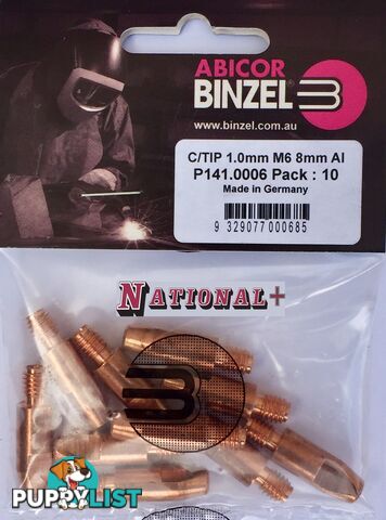 0.6mm Steel M6 8mm 28mm Binzel contact tip Pk: 10 P140.0005